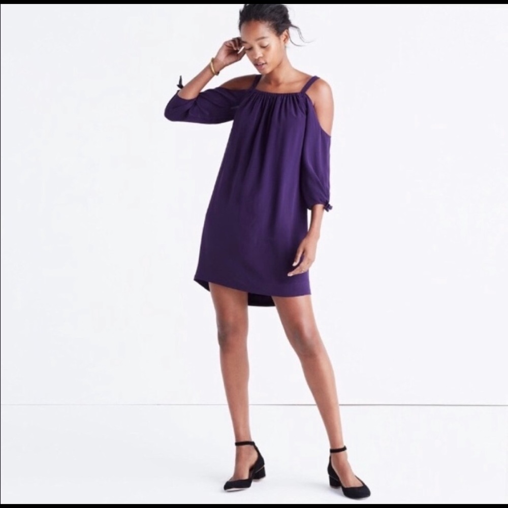 Madewell Silk Cold Shoulder Dress